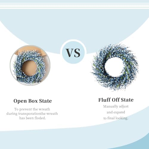 26 Inch Spring Wreaths for Front Door, Large Artificial Forsythia Flowers Wreath, Spring Summer Floral Wreath All Season for Home, Wall, Window, Porch, Wedding, Farmhouse Decor (Blue) - Image 7