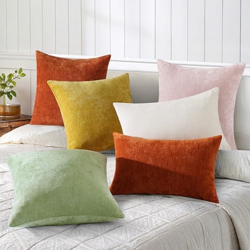 decorUhome Soft Chenille Sage Green Throw Pillow Covers 24X24 Set of 2 - Image 3
