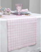 Solino Home 100% Pure Linen Table Runner Pink, Gingham Check 14 x 72 in - Image 2