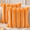 Faux Fur Decorative Throw Pillow Covers 20x20 Set of 2, Orange by Symplora