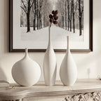 White Ceramic Vase Set of 3, Modern Boho Vases for Centerpiece Decor, Matte Minimalist Decorative White Vases Home Decor, for Living Room, Bookshelf, and Entryway Table Decor - Image 4