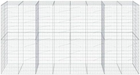 vidaXL Gabion Basket with Cover 157.5"x39.4"x78.7" Galvanized Iron - Image 5