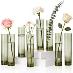Didaey 12 Pcs Acrylic Bud Vases Green, Cylinder Vase for Rose Centerpieces by Didaey