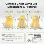 Ceramic Ghost Decor, Light Up Ghost Figurines for Halloween with Timer - Image 2