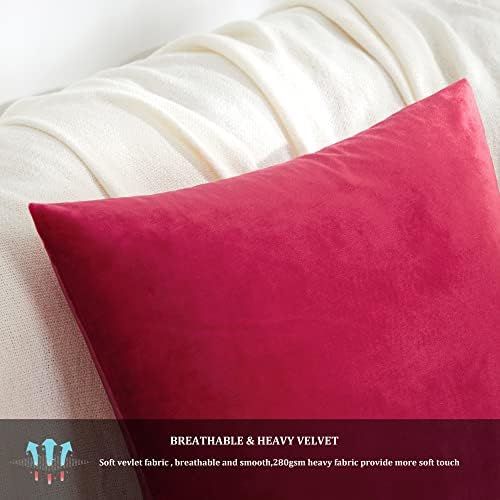 GIGIZAZA Decorative Throw Pillow Covers 18 x 18, Red Soft Pillow Covers Velvet,Set of 4 Decor Square Cushion Covers - Image 5