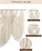Tempospark Macrame Wall Hanging, 43"x32" Boho Wall Tapestry, Large Wall Art for Bedroom, Living Room, Dining Room, Nursery, Gallery, Office (Tassel) - Image 6