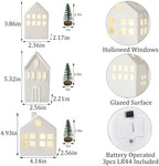 Ceramic Christmas Village Houses, White Christmas Houses with Xmas Trees - Image 2