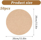 50 Pcs Round Burlap Placemats Set, 12 Inch Natural Jute Table Mats with Polyester Lining, Washable Rustic Table Decor for Dining, Kitchen, Wedding, Party, Indoor and Outdoor Use (Beige) - Image 2