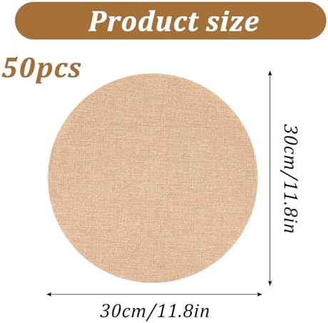 50 Pcs Round Burlap Placemats Set, 12 Inch Natural Jute Table Mats with Polyester Lining, Washable Rustic Table Decor for Dining, Kitchen, Wedding, Party, Indoor and Outdoor Use (Beige) - Image 2