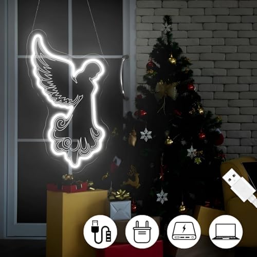 Kneeling Angels Neon Sign, Elegant Angel LED Neon Light Sign for Christmas Tree Decoration Dimmable USB Powered, Holy Glow Light Up Sign for Wall Home Holiday Church Décor & Customizable Gift - Image 3
