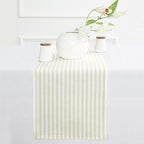 Solino Home 100% Pure Linen Table Runner, 14 x 156 in, Sage, Amalfi Stripe by SolinoHome