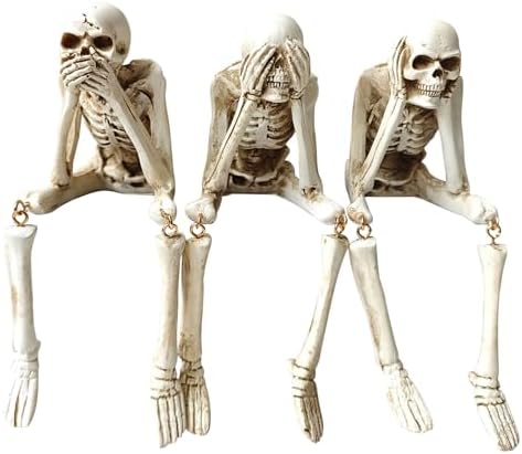 Halloween Skeleton Statues Set of 3, Halloween Resin Skeleton Decor by Unknown