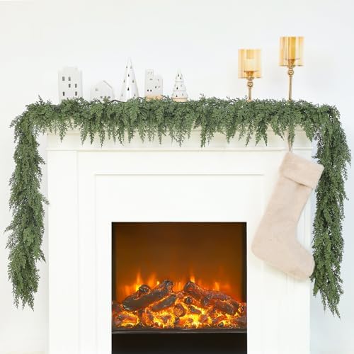 Jutom 1 Pcs 18 ft Artificial Cedar Garland for Christmas - Image 6