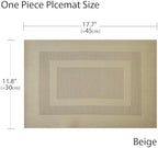 PIGCHCY Placemats Set of 12 Washable Durable Place Mats Vinyl Heat Resistant Non-Slip Table Mats Indoor Outdoor (18 x 12 inches, Beige) - Image 2
