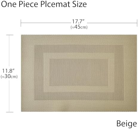 PIGCHCY Placemats Set of 12 Washable Durable Place Mats Vinyl Heat Resistant Non-Slip Table Mats Indoor Outdoor (18 x 12 inches, Beige) - Image 2