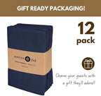 Native Fab Cloth Napkins Set of 12, Hemstitched Edges 100% Cotton, Washable Dinner Napkins 18x18 inch, Soft & Comfortable Reusable Table Napkins - Navy Blue - Image 5