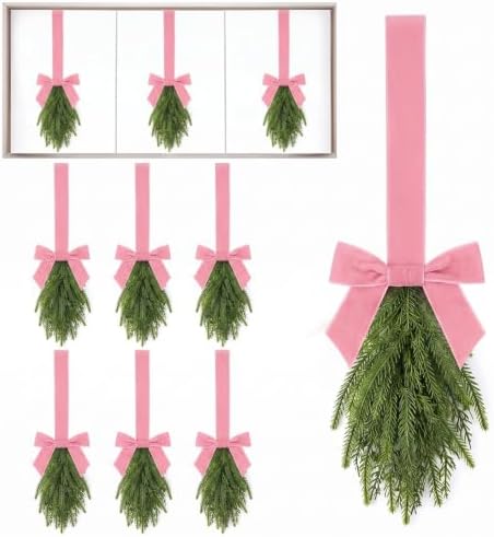 Pink Teardrop Swag 6 Pcs Christmas Cabinets Chair Ornament by Luinabio