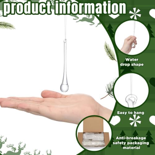 44 Pcs Clear Glass Teardrop Christmas Ornaments,4 Large Size - Image 3