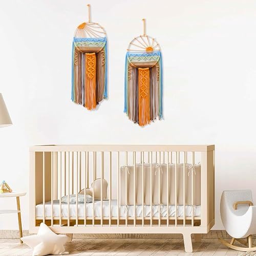 Artilady 2 Pack Macrame Hanging Tapestry Sun Wall Decor, Boho Dream Catcher - Image 6