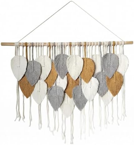 Jditngp Large Macrame Wall Hanging Boho Woven Leaf Tapestry,Hand Woven Tassels,Nordic Home Decorations Bohemian Handmade Leaf Feather Big Wall Art Decor for Living Room Bedroom Apartment 47.2"Wx33.5"L by JditngpRoundBackdropCover