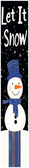 Let it snow Porch Board Snowman Welcome Sign for Front Door Porch Deck Patio or Wall - Indoor Outdoor Decorative Christmas Holiday Farmhouse Rustic Vertical Porch Decor by SLIYIYoo