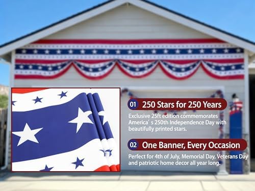 USA Bunting Flag 4th of July Red White Blue American Patriotic Independence Day and Memorial Days Decorations - Image 4