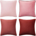 MONDAY MOOSE Decorative Throw Pillow Covers Cushion Cases, Set of 4 Soft Velvet Modern Double-Sided Designs, Mix and Match, Pillow Inserts Not Included (16x16 inch, Pink/Dark Pink) by MondayMoose