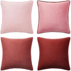 MONDAY MOOSE Decorative Throw Pillow Covers Cushion Cases, Set of 4 Soft Velvet Modern Double-Sided Designs, Mix and Match, Pillow Inserts Not Included (16x16 inch, Pink/Dark Pink) by MondayMoose