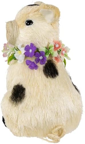 Northlight Spotted Sitting Piglet Rustic Spring Figurine - 9" - Off White and Black - Image 6