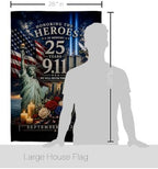 25th 9/11 Honoring the Heroes in Memory Flag Wood Dowel Kit Wall Decor Home Tapestry Poster Patriot Day Decor Memorial Gifts Memorabilia Home Decorations September 11 Garden Remembrance Tribute - Image 2