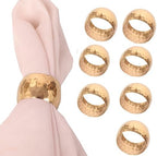 Hand Hammered Table Napkin Rings, Gold Tone, Set of 8 by Indtresor