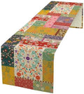Boho Floral Patchwork Table Runner, Retro Rustic Flowers Country Garden Flowers Paisley Bohemian Farmhouse Black Pattern for Home Kitchen Table Decor Dining Coffee Room Party Decor 13x120inch by Unknown