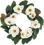 All Seasons Wreath for Front Door w/Silk Cream Magnolia, 20-22 Inch Year Round Outdoor Spring Summer Wreath Farmhouse Indoor Decor, Flower Wreath for Wedding Home Wall Window Porch, White by Hometrance
