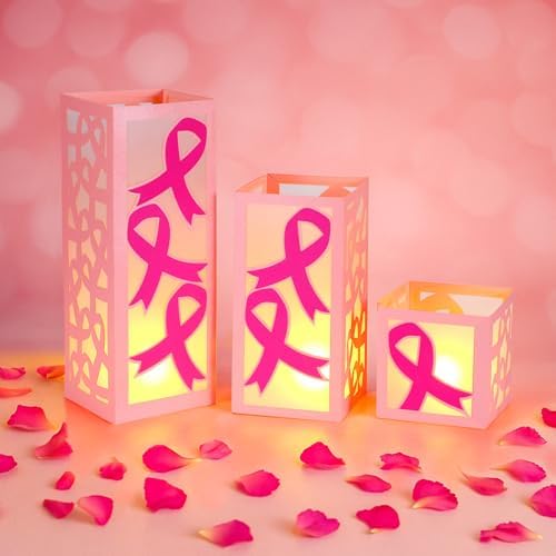 VIHOSE 12 Sets Breast Cancer Awareness Centerpieces for Table Paper Lantern by VIHOSE
