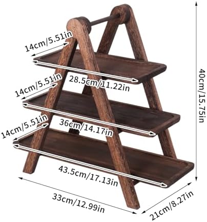 Wood 3 Tier Serving Tray Cupcake display Stand Wooden Platter Tiered Décor - Image 3
