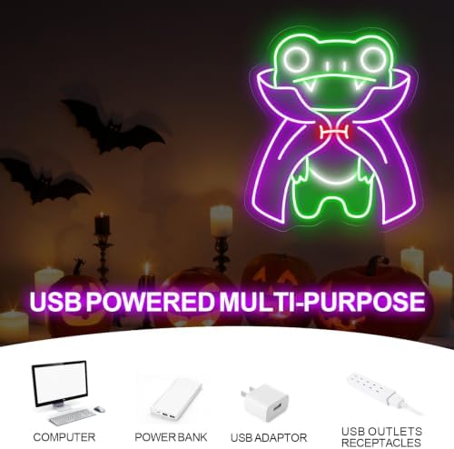 Dracula Frog Neon Sign, Cute Halloween Decor for Kids Party Wall Decor - Image 6