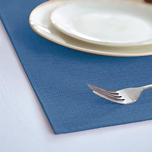 Cloth Navy Blue Placemats Set of 8, Linen Type Fabric Placemats Machine Washable Heat Resistant Placemats Polyester Place Mats for Halloween, Thanksgiving and Christmas Dining Table (Navy Blue) - Image 5