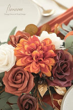Floroom 6ft Artificial Eucalyptus Garland with Flowers Fake Greenery Burnt Orange Faux Floral Vine Garland for Table Decor Wedding Centerpieces Bridal Shower Party Decorations, Terracotta - Image 5