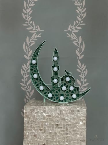 Moon Marquee Light - 12 Inch Crescent Moon Ramadan Decorations with Timer & USB Power | Elegant Ramadan & Eid Mubarak Decor for Home, Parties, Ramadan Essentials & Eid Celebrations, Green - Image 2