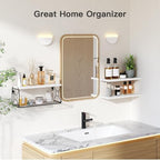 Amada Bathroom Shelves with Storage Basket, Set of 3, White - Image 7