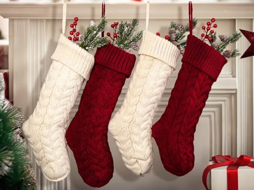 Fesciory 18 Inch Christmas Stockings, 6 Pack Large Cable Knit Xmas Decor - Image 4