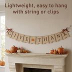 Fall Wreat 2X 12 Handcrafted Harvest Wreaths, Glitter GIVE Thanks Bunting, Ivory Ruched Runner 35x71, Front Door Wall Dining Table Decorh Table Runner Bunting Set Home Decor - Image 6