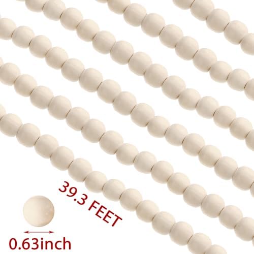 Fairysandy 39.3 ft Christmas Wood Bead Garland Farmhouse Christmas Decor - Image 2