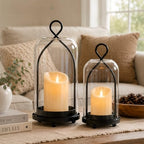 Hurricane Glass Candle Holders, Black Candle Lantern - Image 3
