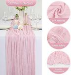 20 Pack Light Pink Cheesecloth Table Runner 120 Inch 10FT Rustic Boho Gauze Cheese Cloth Table Runner for Wedding Party Baby Shower Thanksgiving Christmas Decoration - Image 3