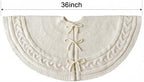Christmas Tree Skirt 36 Inches: Braided Cable Knit Round Cream White Tree Skirt, Thick Rustic Christmas Tree Decorations Neutral Christmas Decor Christmas Tree Skirts for Xmas Home Party Supplies - Image 2