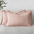 MIULEE Linen Fringe Decorative Lumbar Throw Pillow Covers Light Pink 12x20 by MIULEE