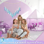 Purple & Blue Macrame Wall Hanging Boho Home Decor, Mermaid Theme Under the Sea Ocean Bedroom Décor Living Room Bohemian Dorm Wall Décor Purple Tassel Pink Wall Décor - Image 2