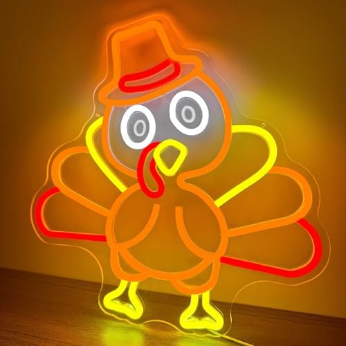 Thanksgiving Turkey Neon Sign Thanksgiving Turkey Decorations Thanksgiving Day Neon Sign for Wall Decor Neon Light Up Sign for Thanksgiving Day Door Wall Art Window Home Party - Image 6