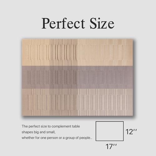 Placemats Set of 12 - Easy Clean Woven Vinyl Placemats for Dining Table, Indoor/Outdoor Place Mats, Washable PVC Table Mats （Gold Dune） - Image 6
